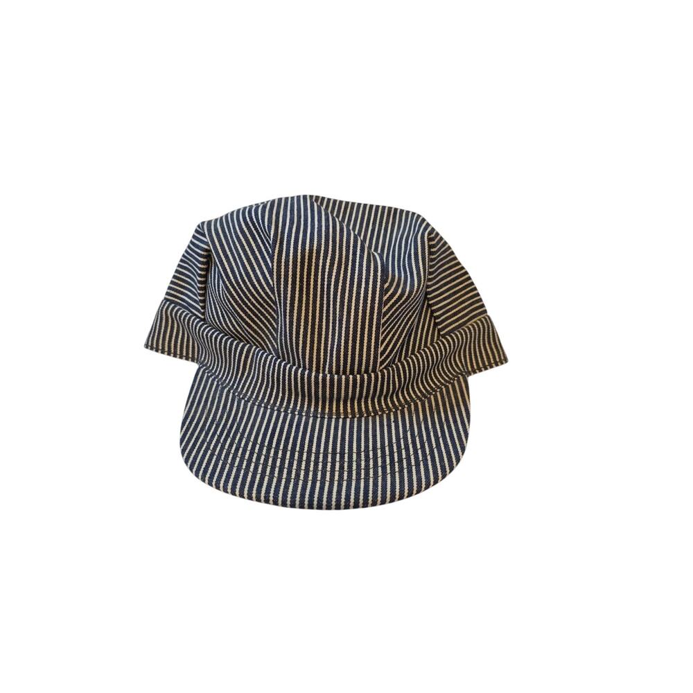 Unbranded Men's Train Conductor Hat Blue White PinStriped Vintage USA Railroad